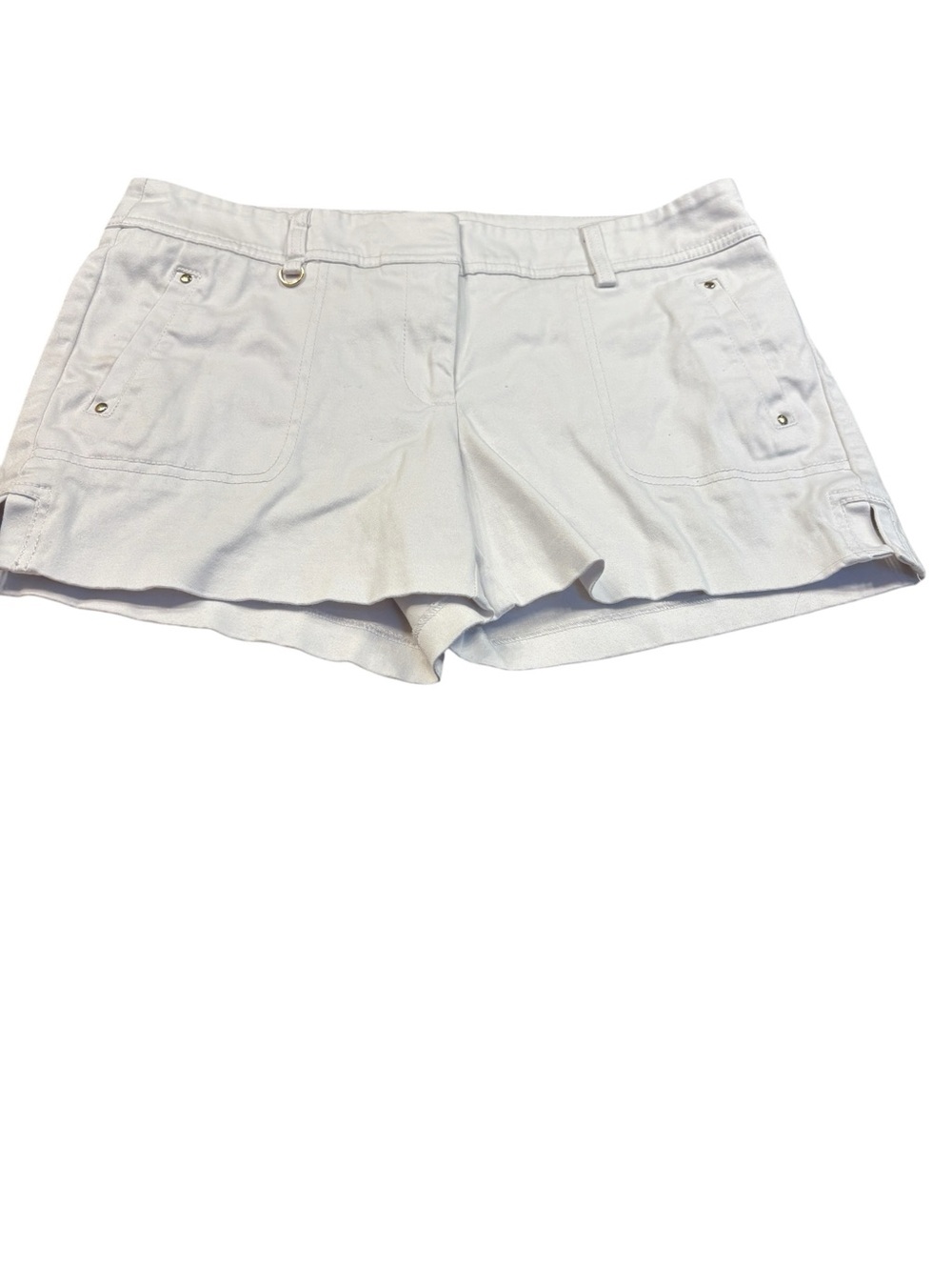 Cache 97% Cotton 3% Spandex Flat Front White Shorts Size 8